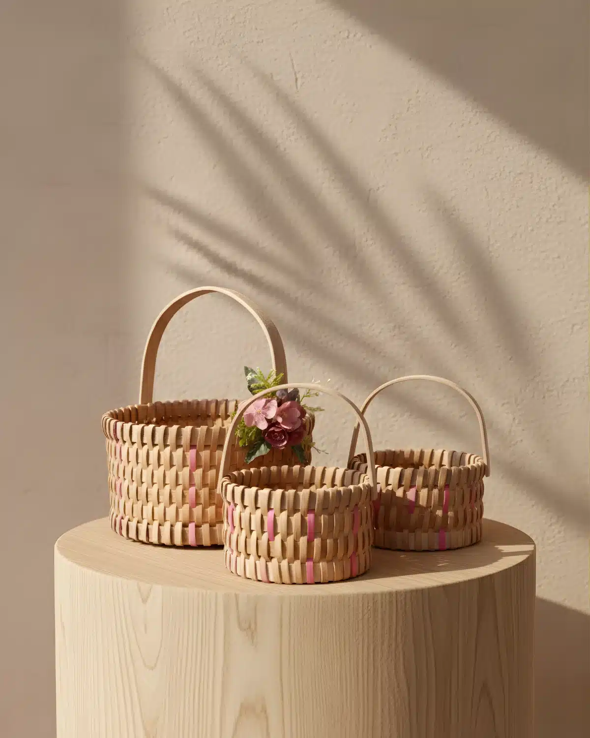 Blush Weave Handwoven Hamper Basket with Handle