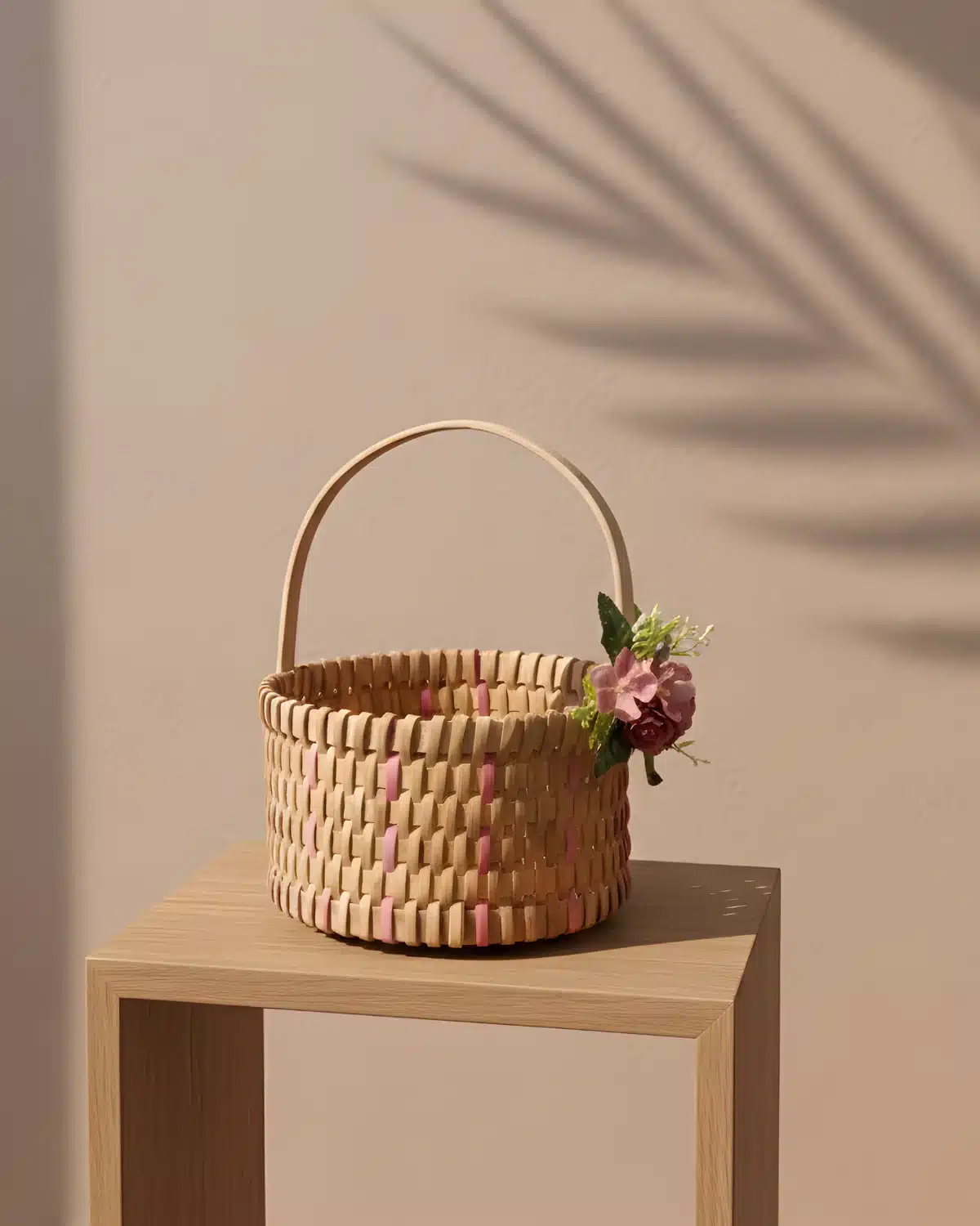 Blush Weave Handwoven Hamper Basket with Handle