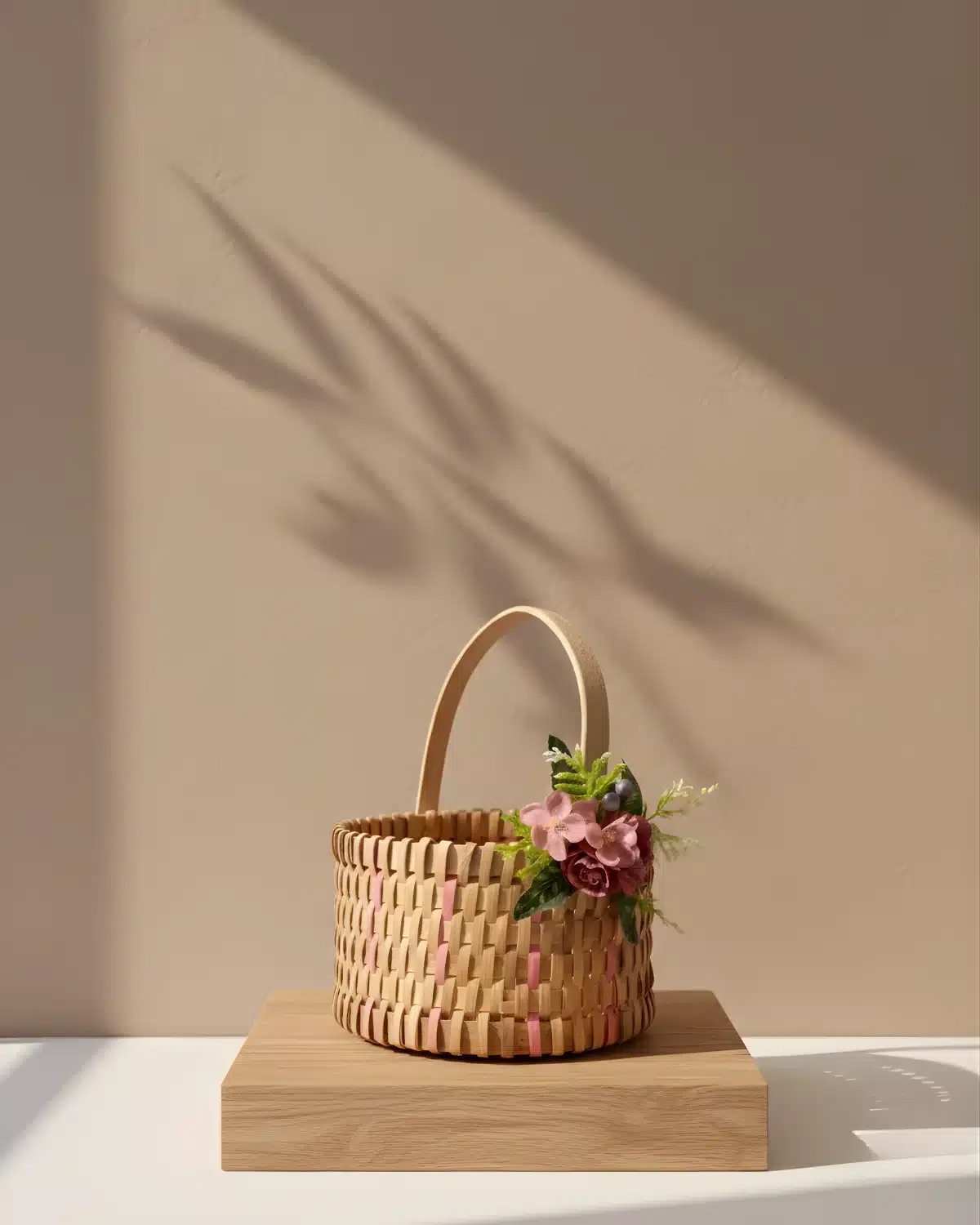 Blush Weave Handwoven Hamper Basket with Handle