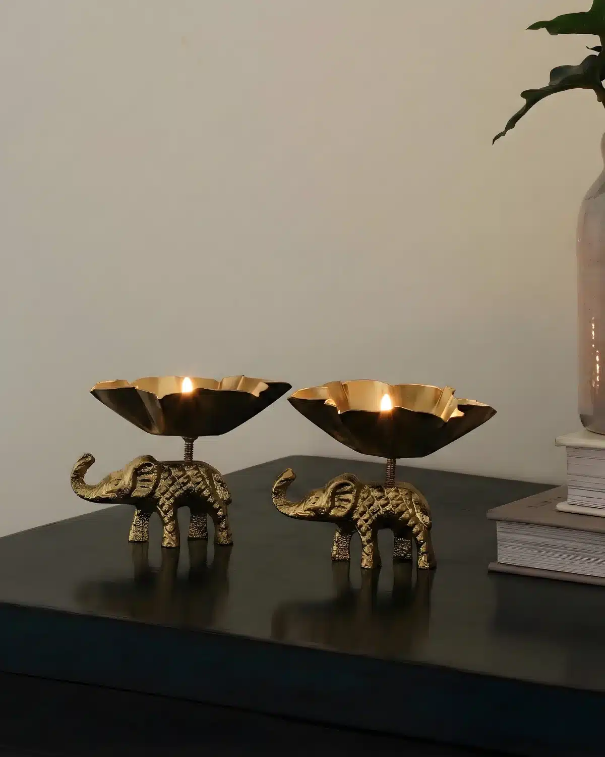 Brass Elephant Diya Holder