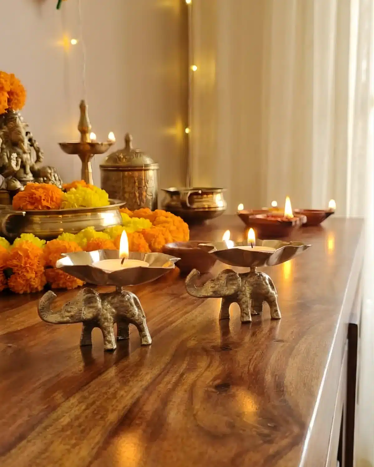 Brass Elephant Diya Holder