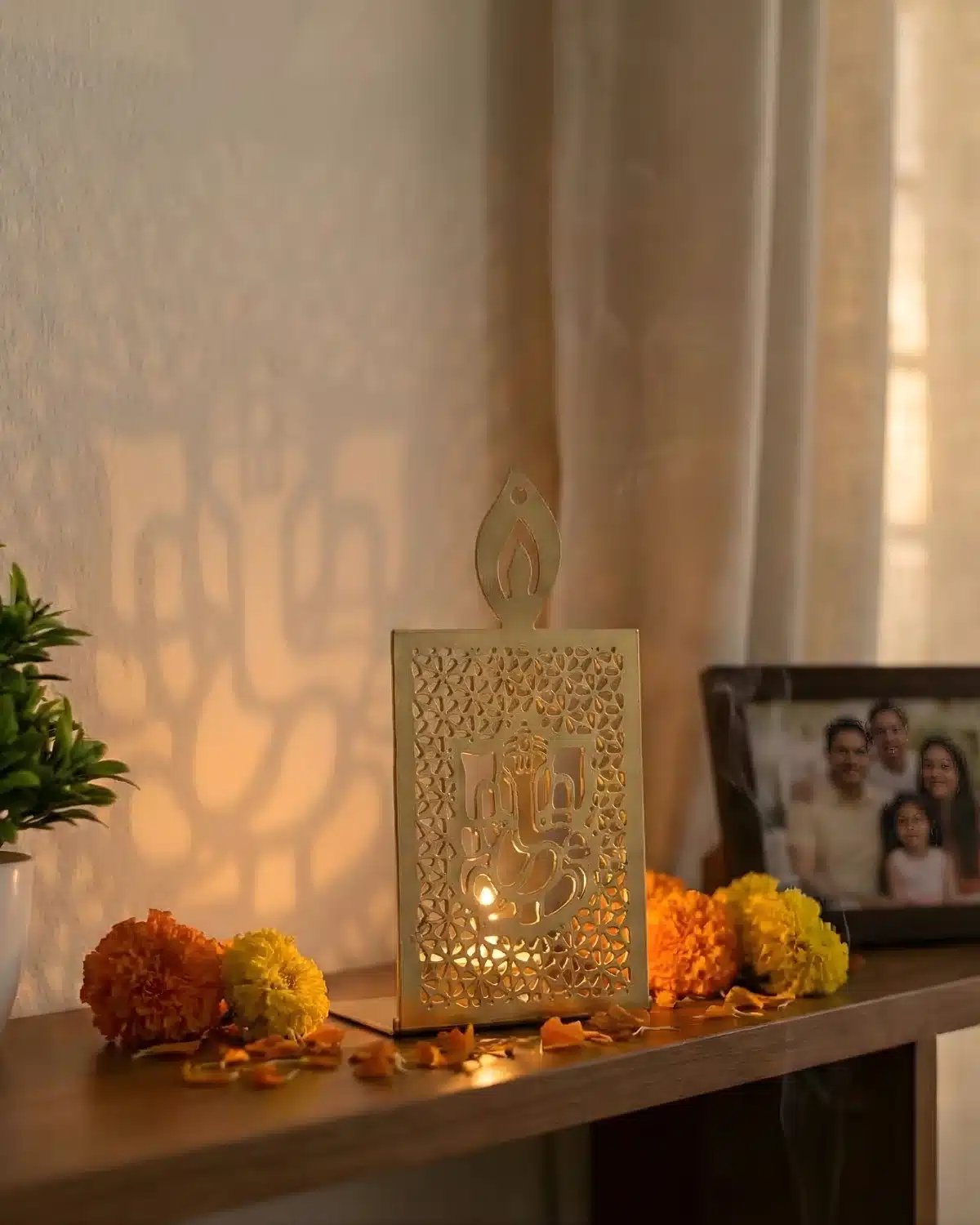 Brass Ganesha candle holder