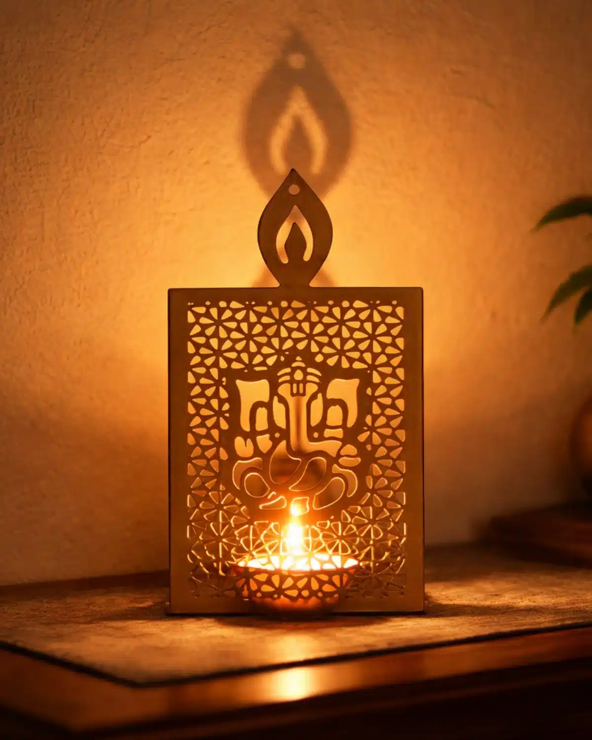 Brass Ganesha candle holder