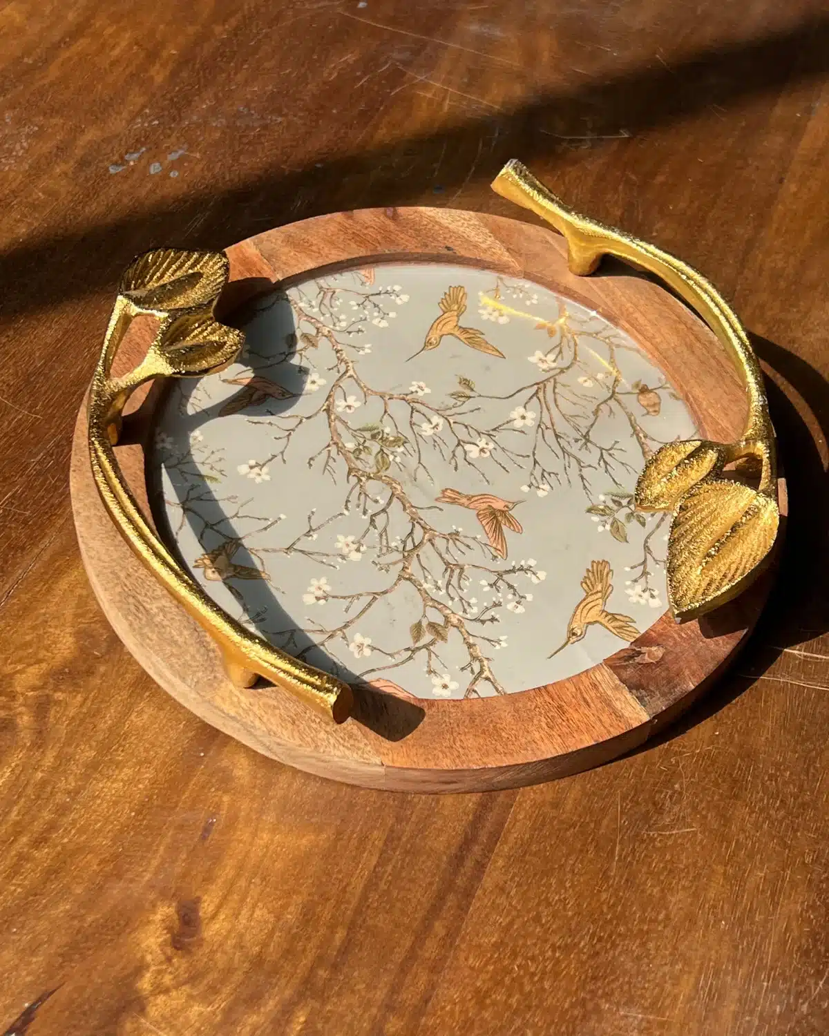Golden Serenade Decorative Wooden Bowl