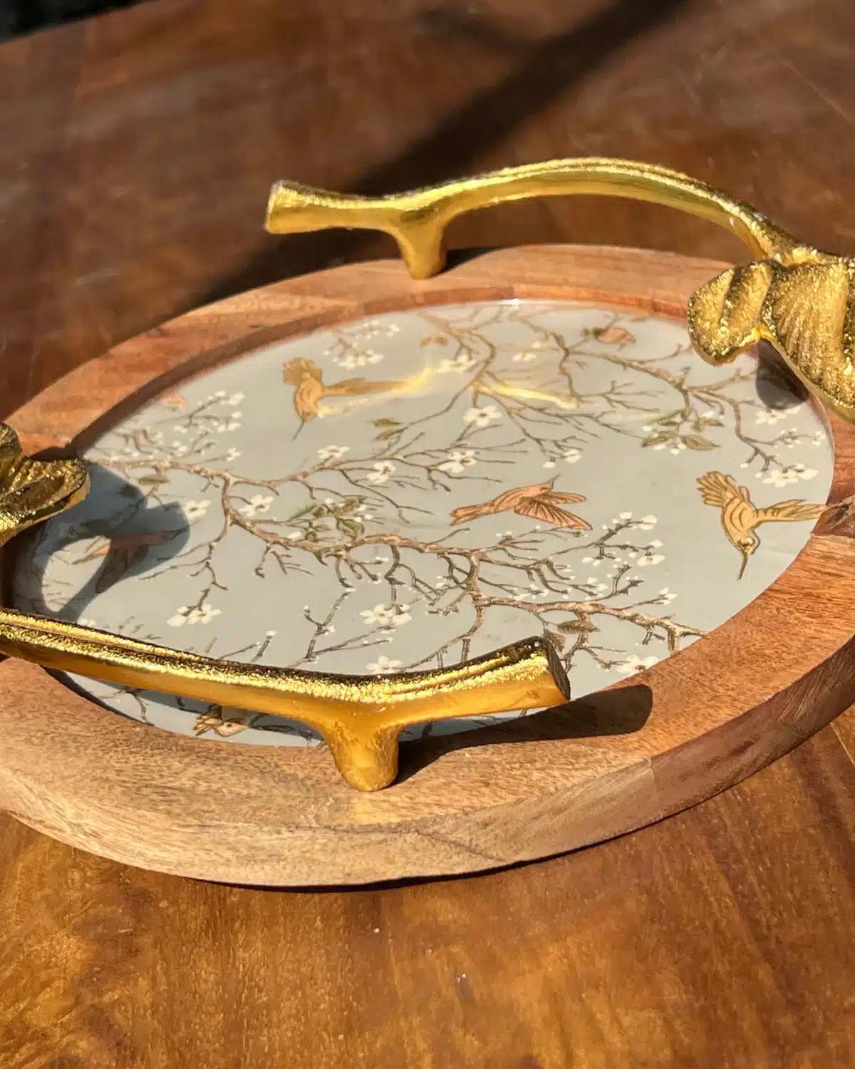 Golden Serenade Decorative Wooden Bowl