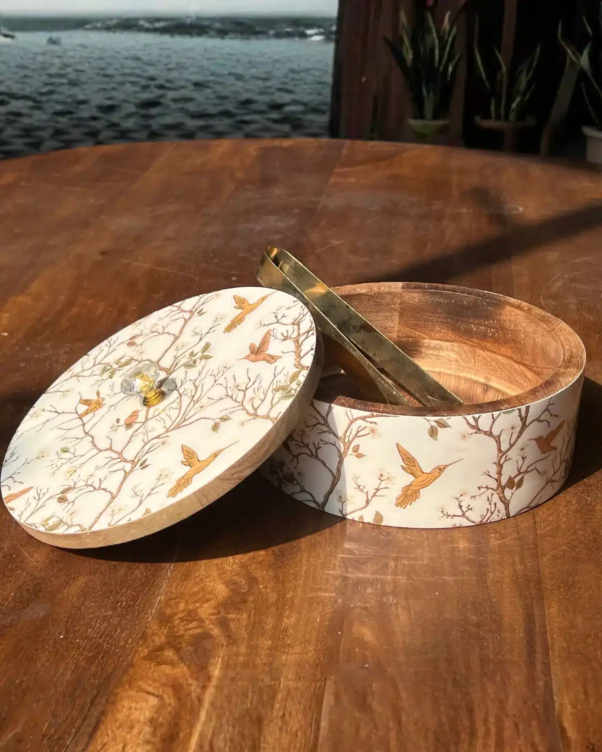 Handcrafted Wooden Roti Box With Tongs