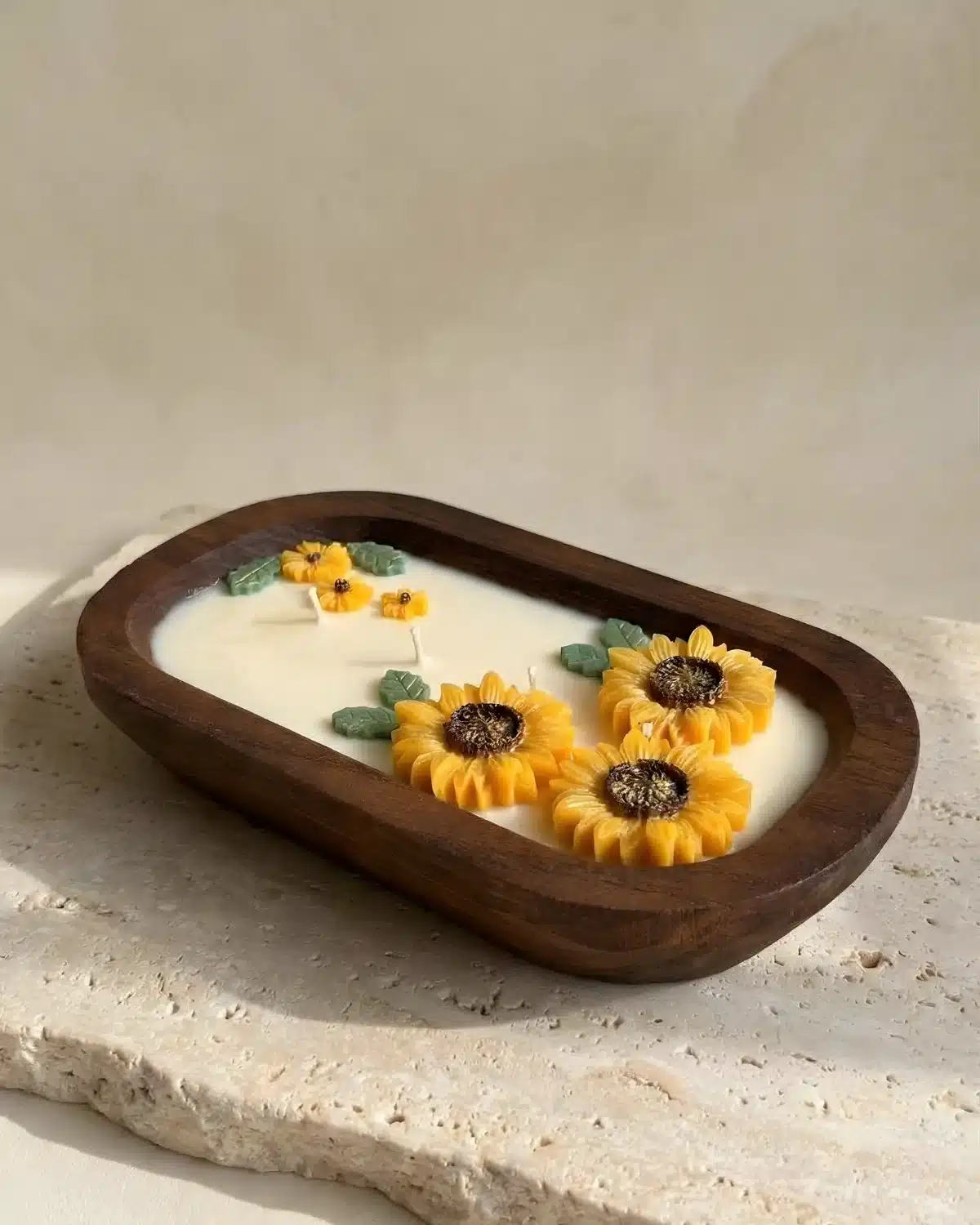 Sunflower Wooden Tray Candle