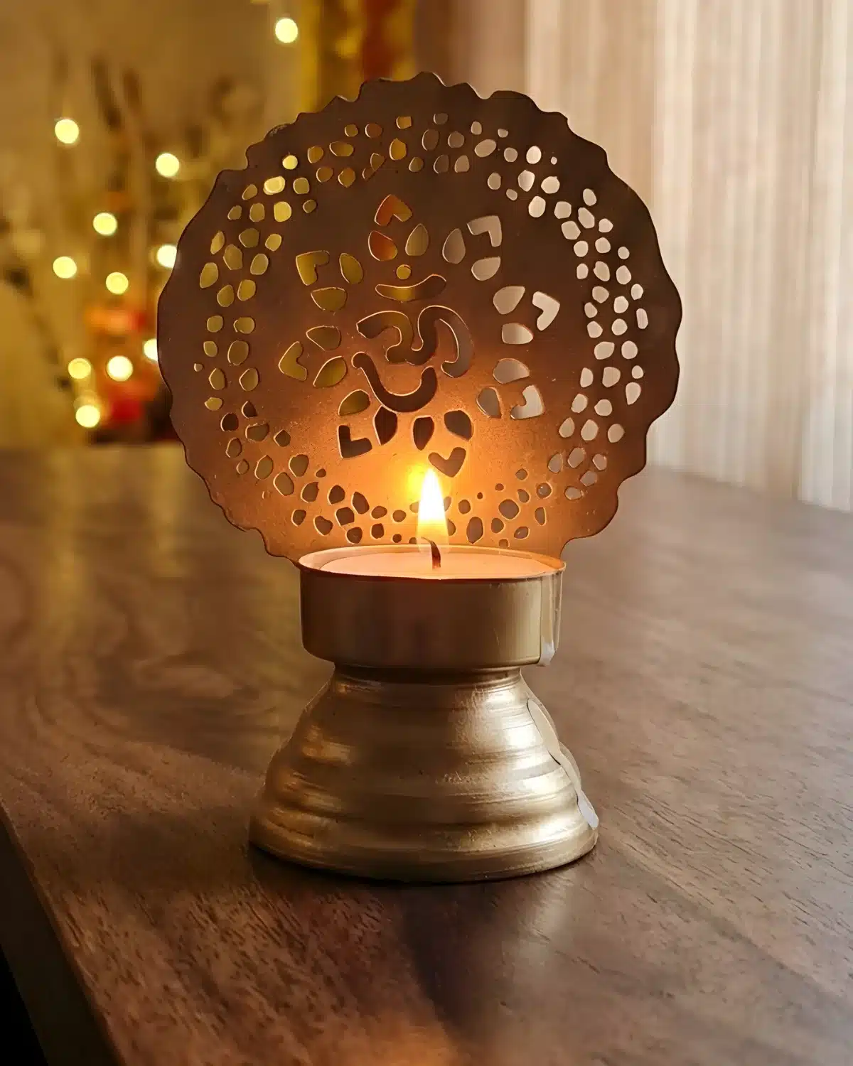 Brass Om Tealight Holder