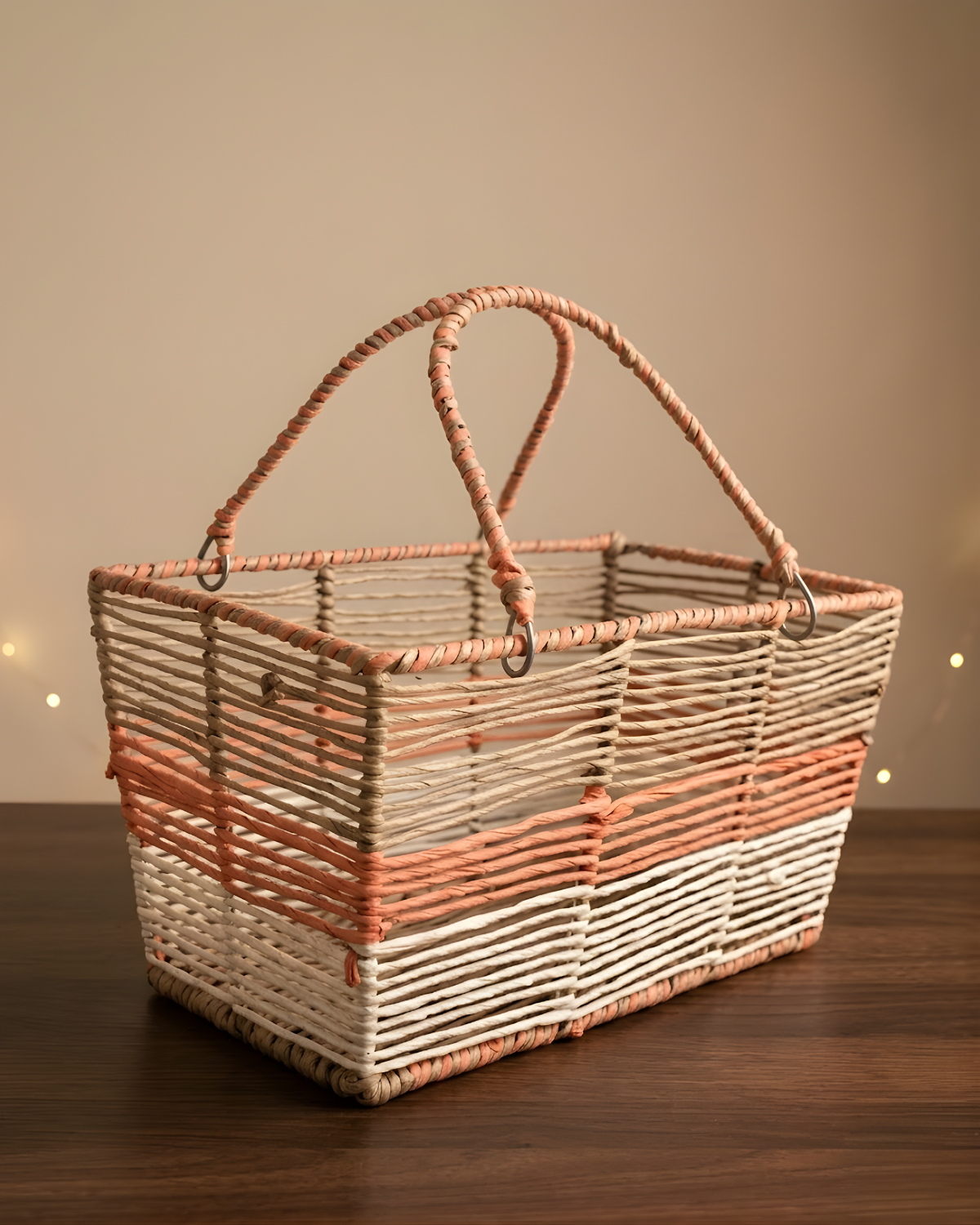 Handwoven Wicker Storage Basket with Handles – Rectangular Hamper