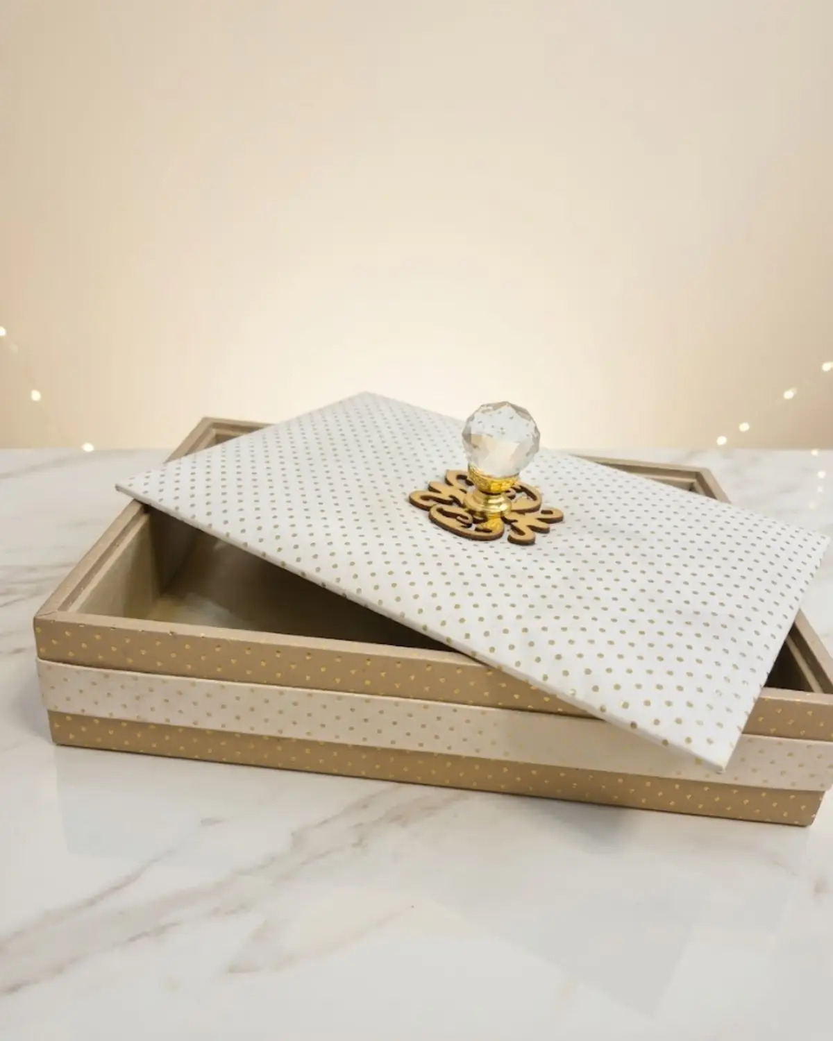 Luxury Decorative Storage Box with Crystal Knob Lid