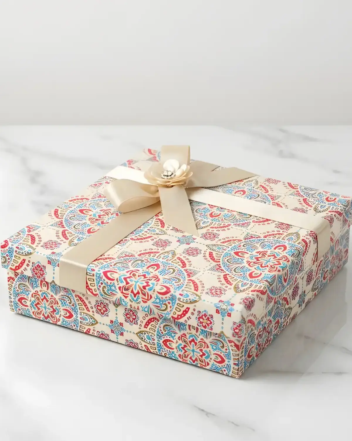 Premium Decorative Gift Box with Ribbon & Floral Bow