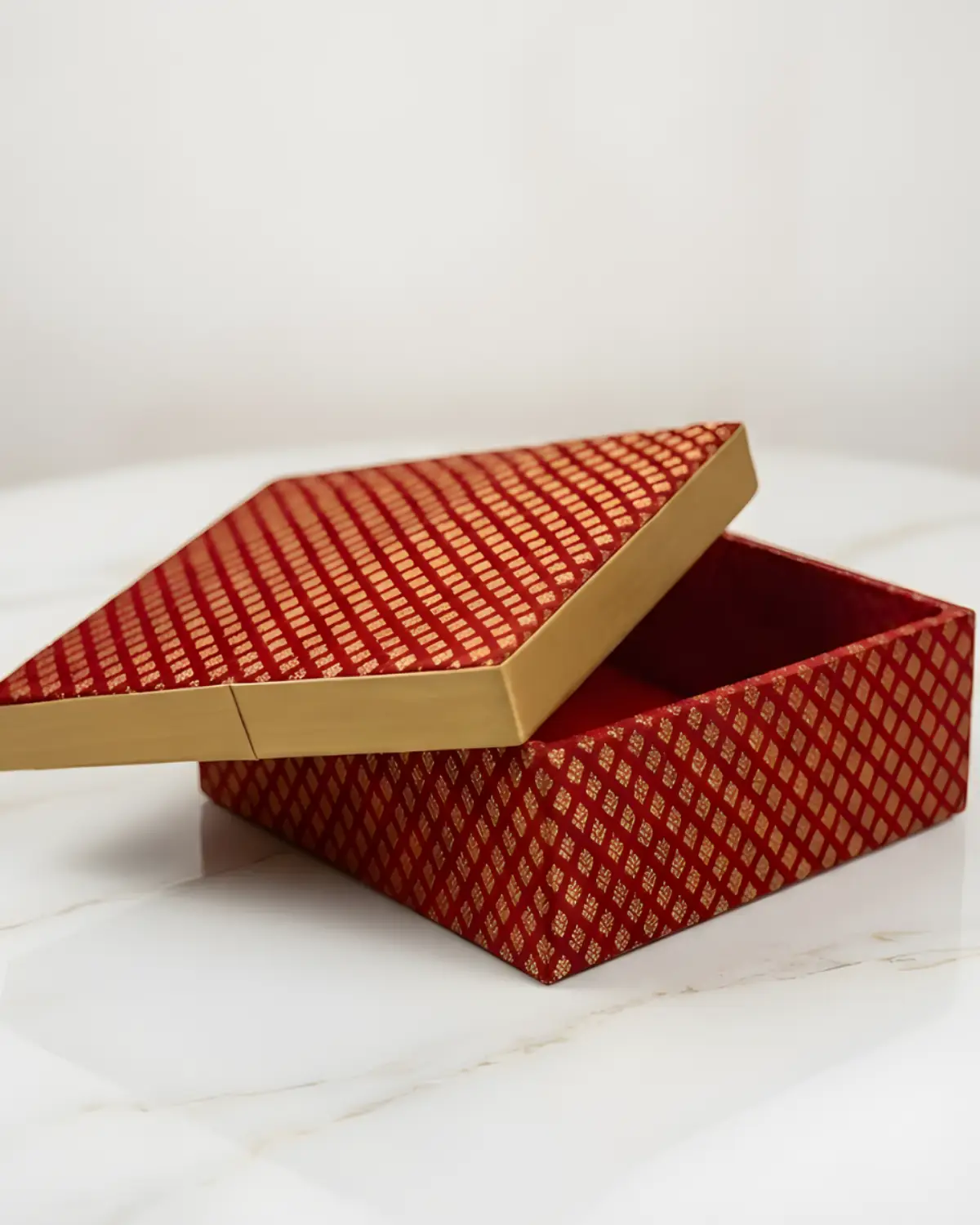 Luxury Red & Gold Decorative Gift Box with Lid
