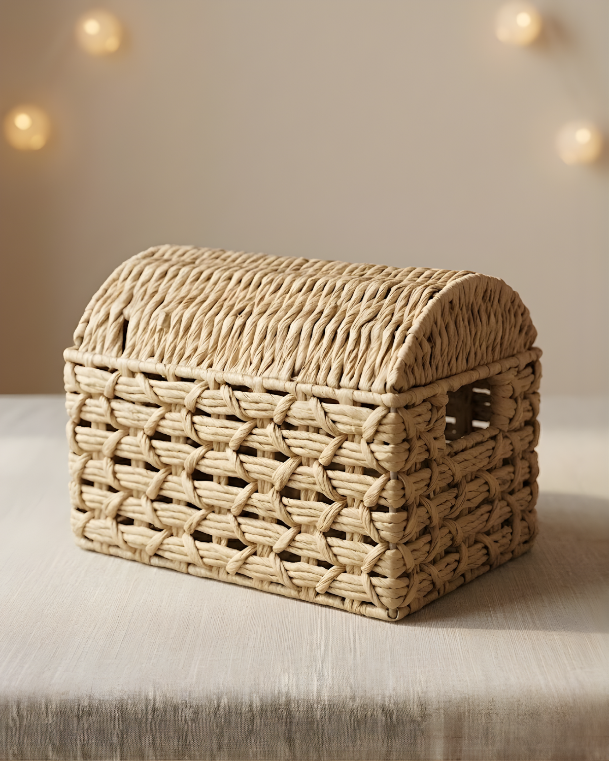 Titlli Premium Handwoven Wicker Storage Box with Lid – Eco-Friendly Decorative Organizer